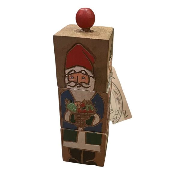 Midwest Importers Rotating Wooden Block Santa 4 Different Views VTG Folk Art - Picture 2 of 7